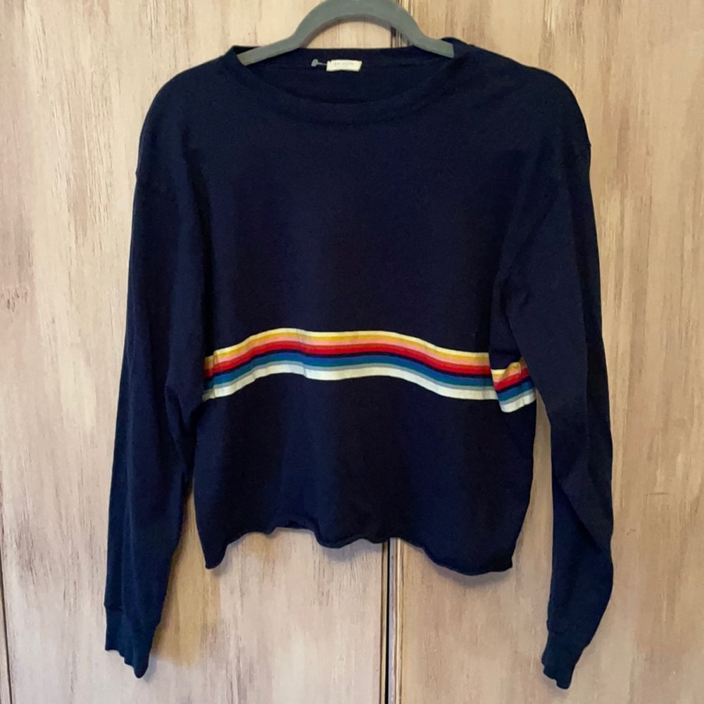 Navy blue and rainbow crop sweatshirt